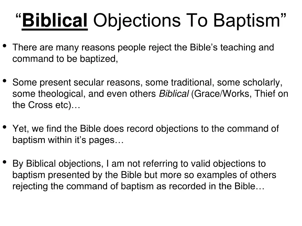 biblical objections to baptism