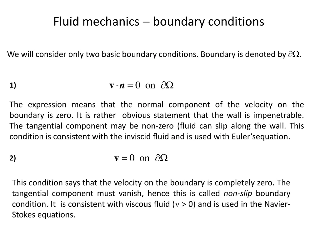 fluid mechanics boundary conditions