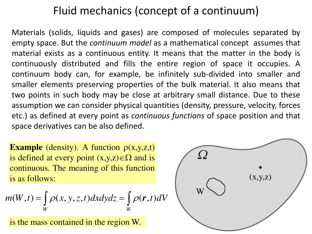 fluid mechanics concept of a continuum