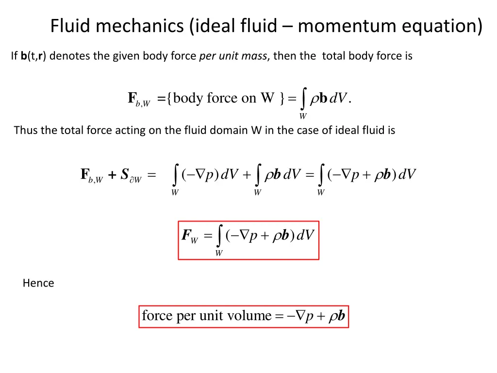 fluid mechanics ideal fluid momentum equation 1