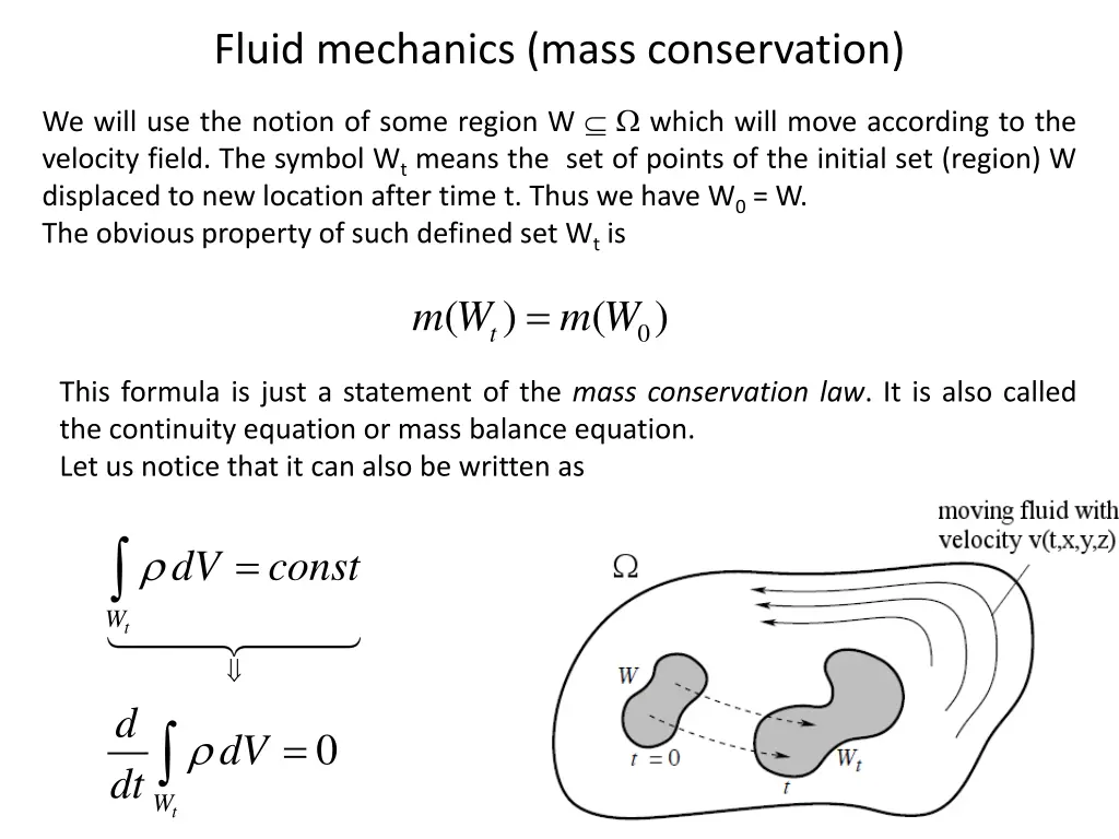 fluid mechanics mass conservation