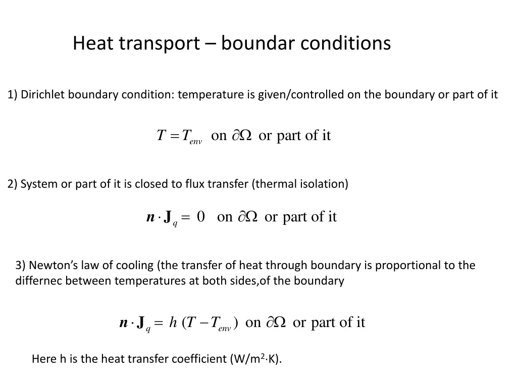 heat transport boundar conditions