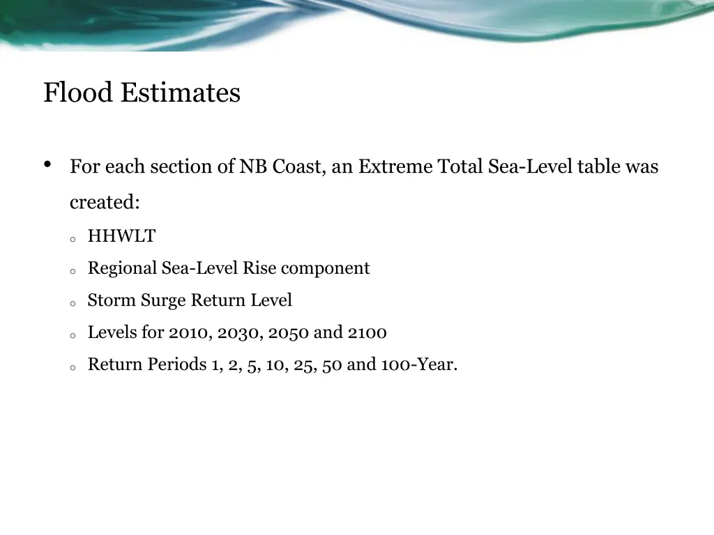 flood estimates