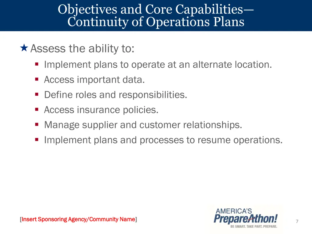 objectives and core capabilities continuity