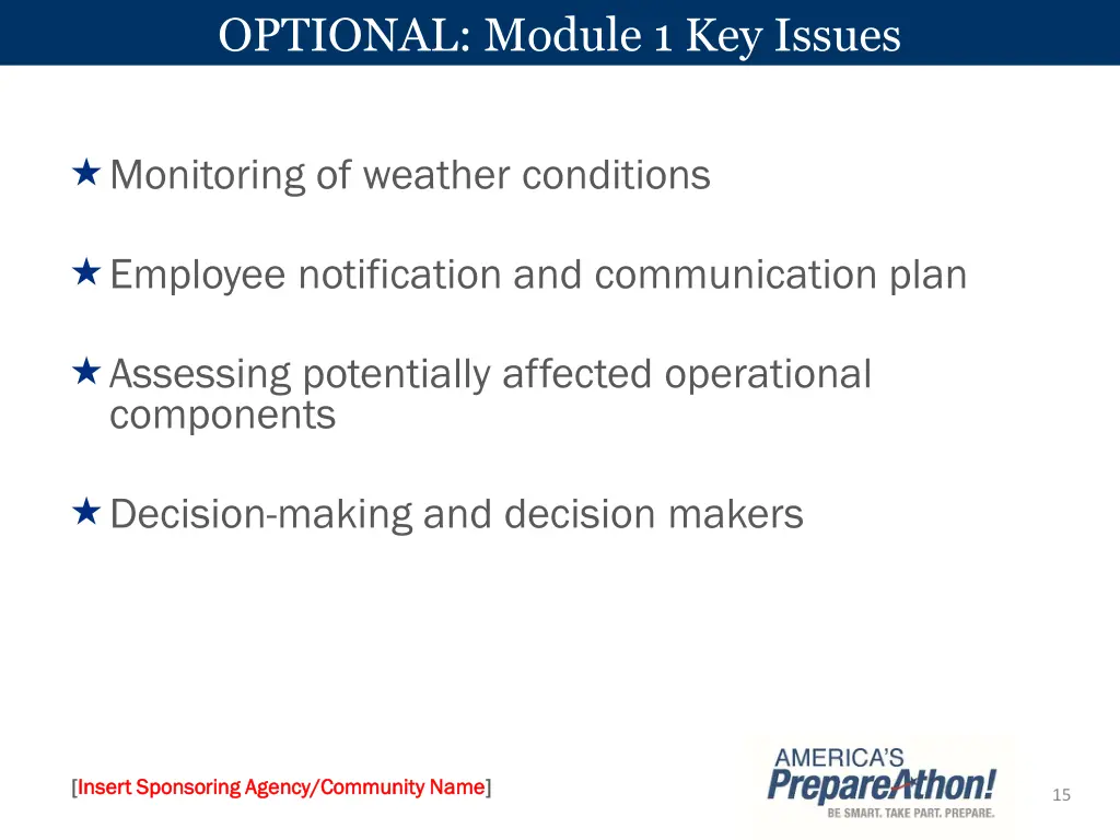 optional module 1 key issues