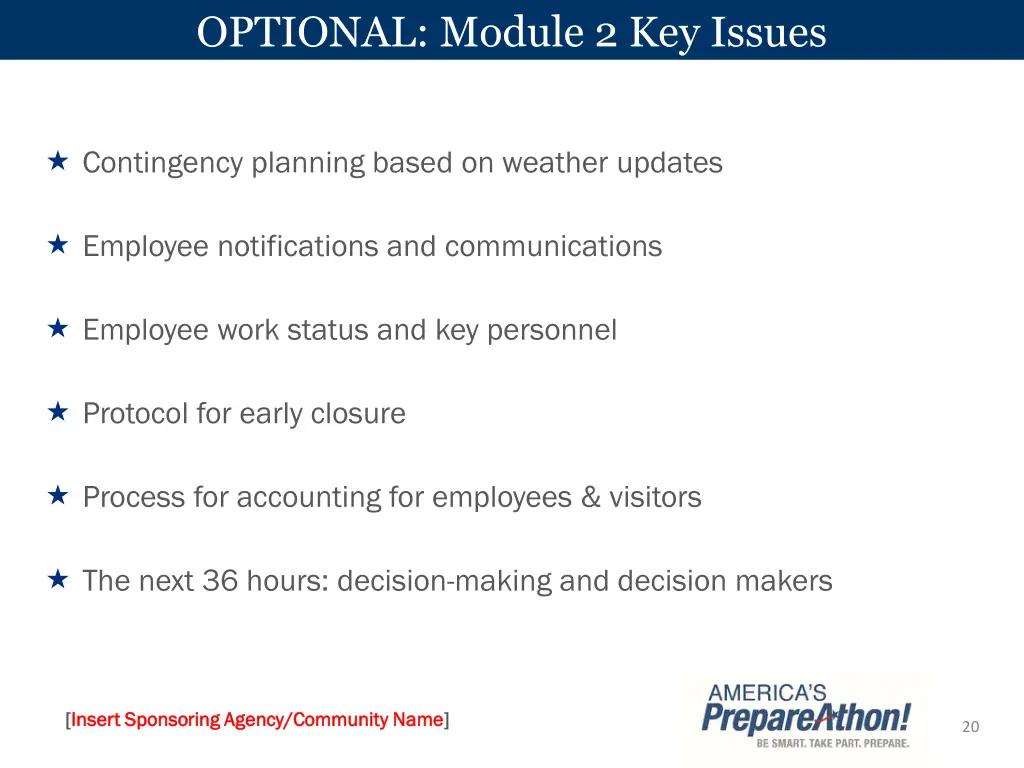 optional module 2 key issues