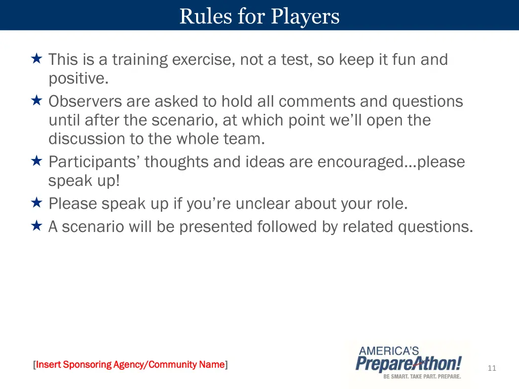 rules for players