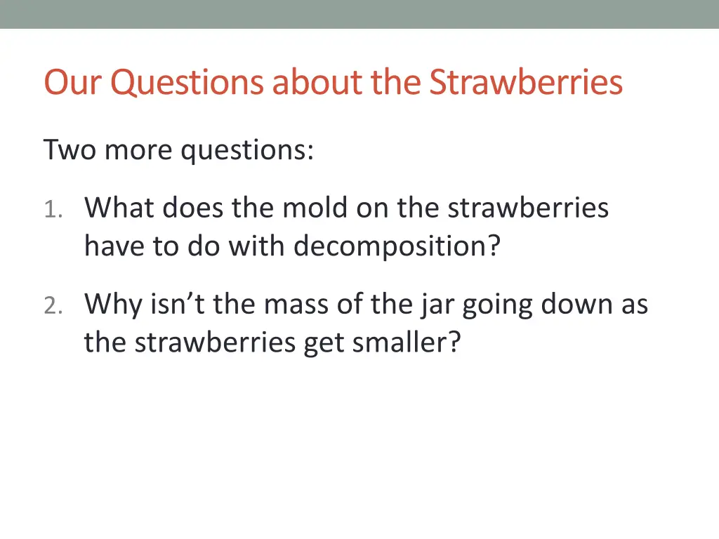 our questions about the strawberries