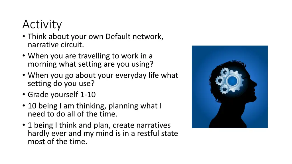 activity think about your own default network