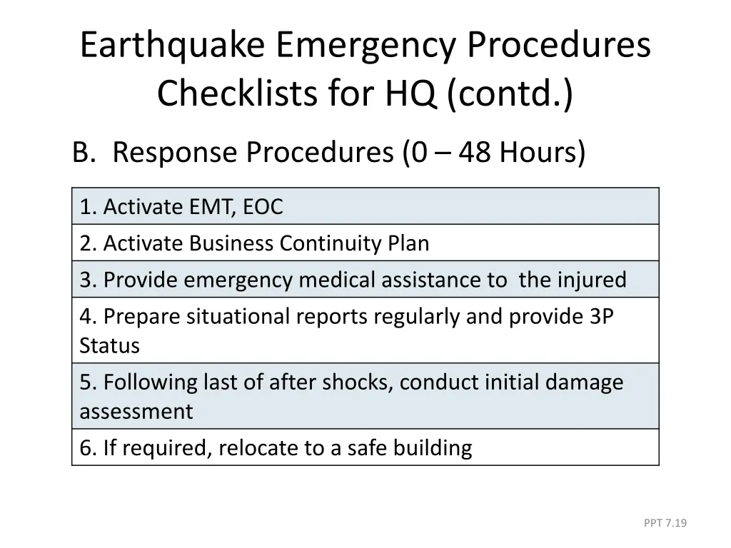 earthquake emergency procedures checklists 1