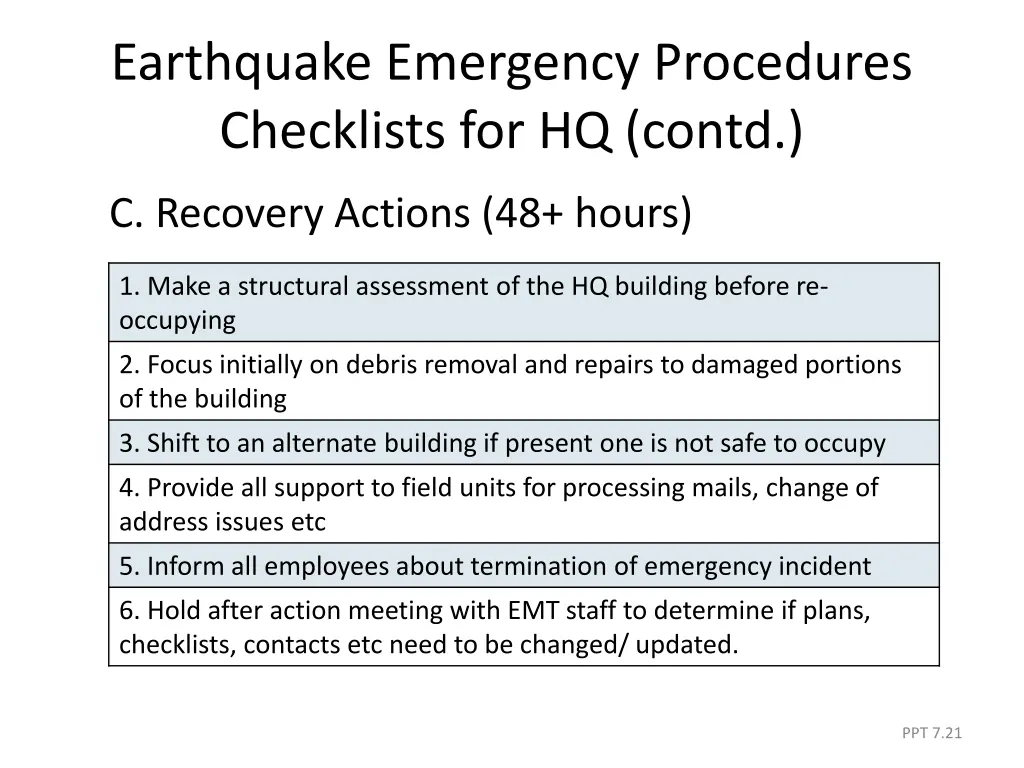 earthquake emergency procedures checklists 3