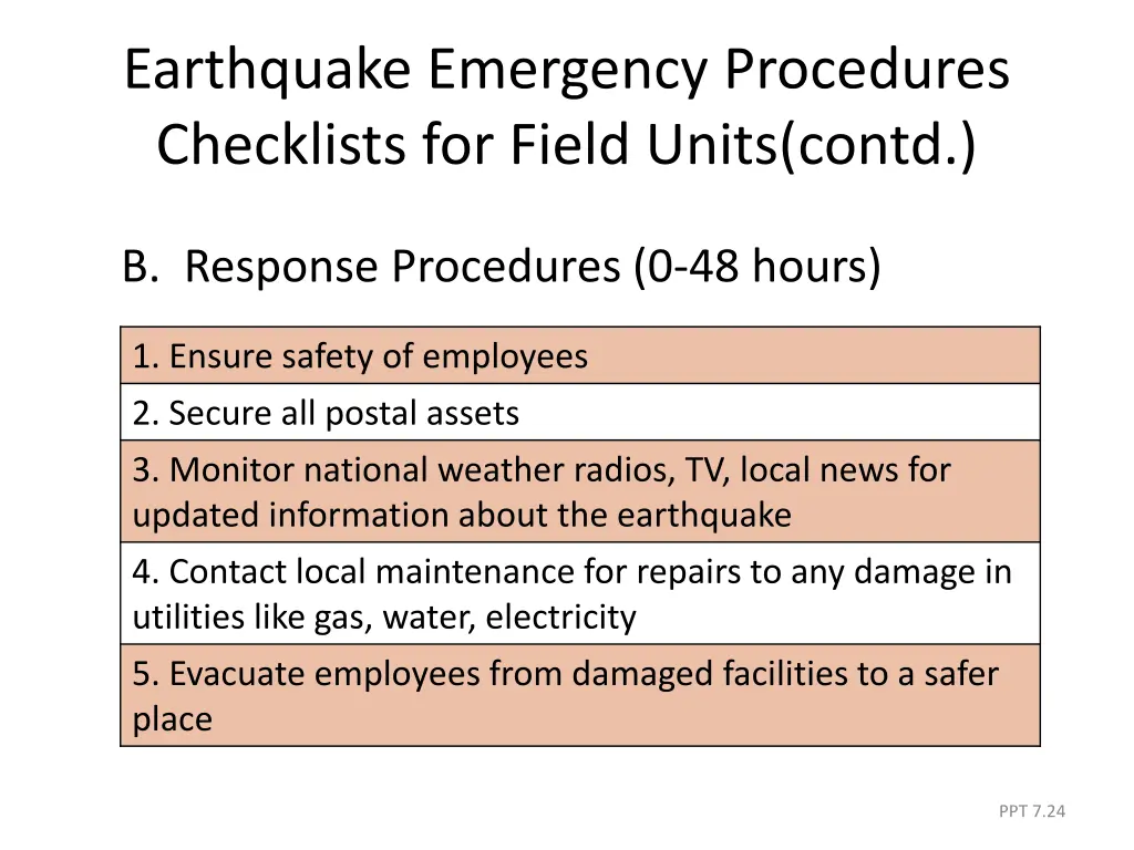 earthquake emergency procedures checklists 6