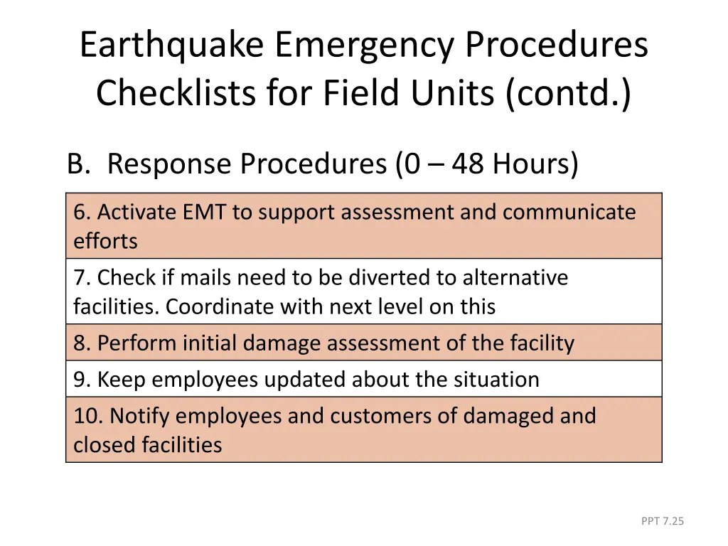 earthquake emergency procedures checklists 7