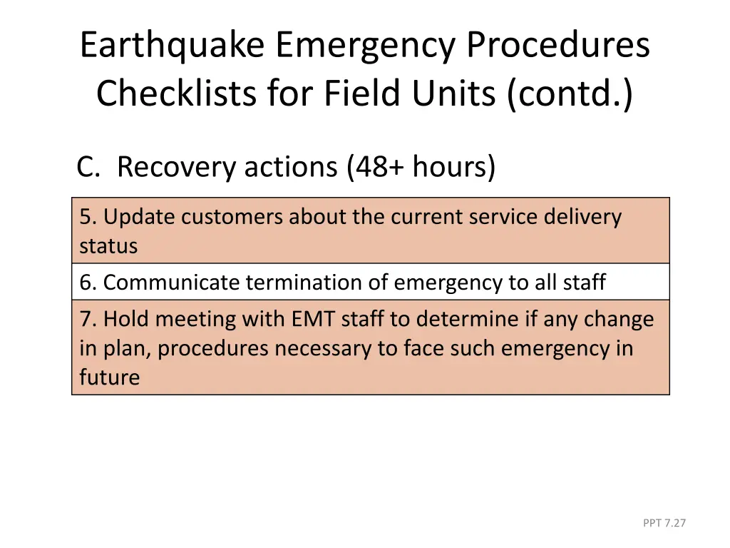 earthquake emergency procedures checklists 9