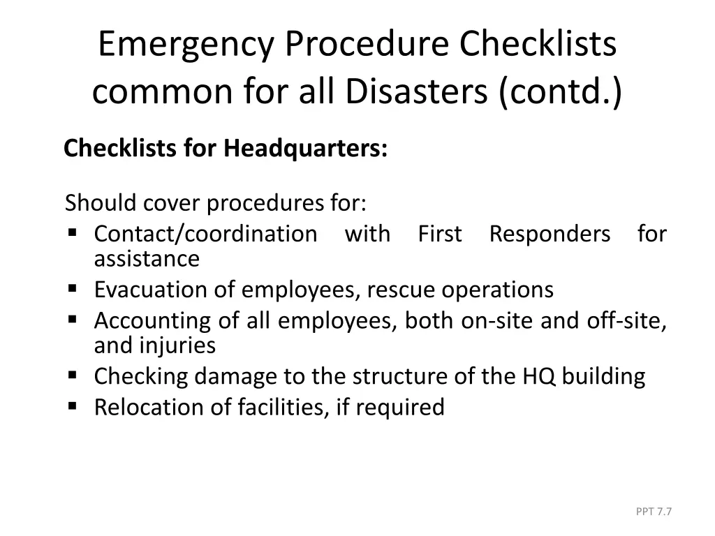 emergency procedure checklists common 1