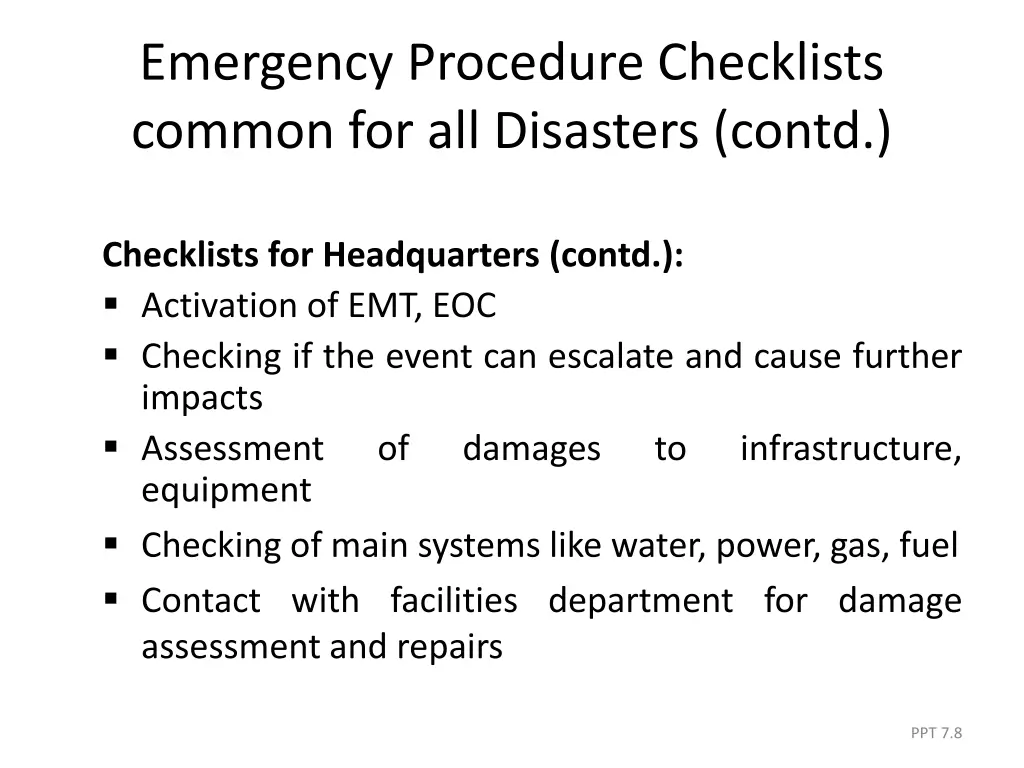 emergency procedure checklists common 2