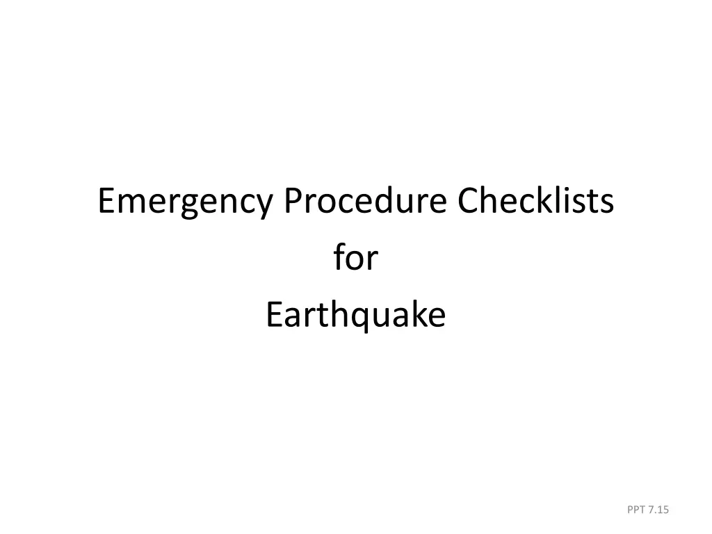 emergency procedure checklists for earthquake