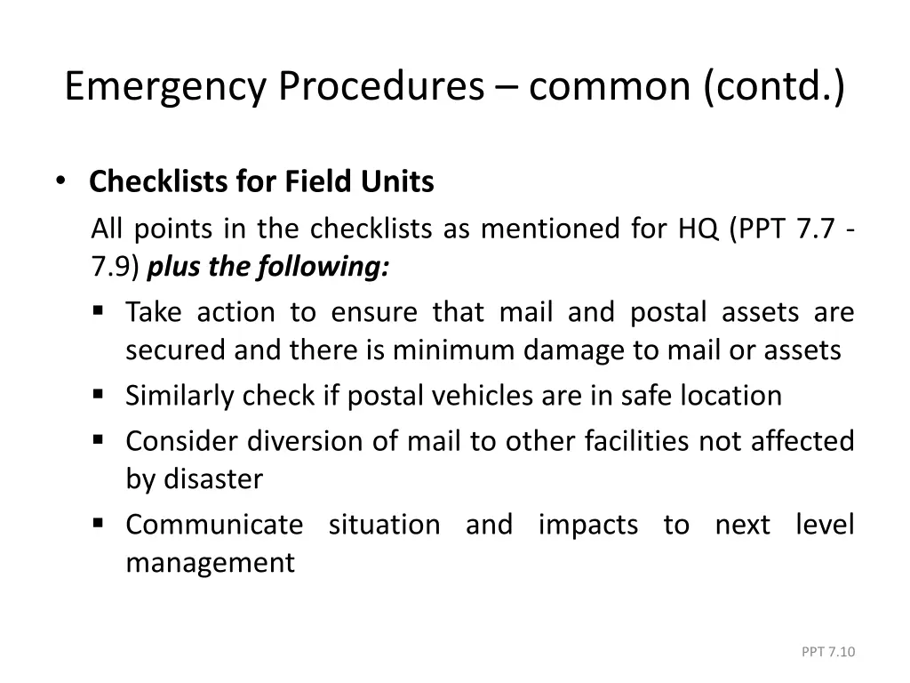 emergency procedures common contd 1