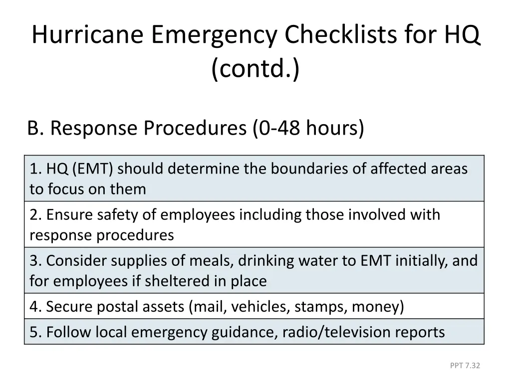 hurricane emergency checklists for hq contd 2