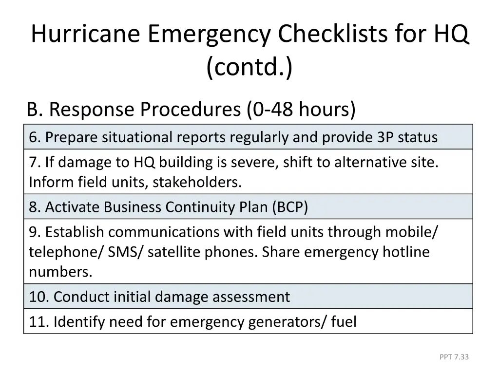 hurricane emergency checklists for hq contd 3