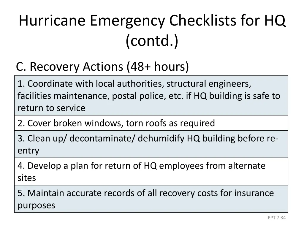 hurricane emergency checklists for hq contd 4