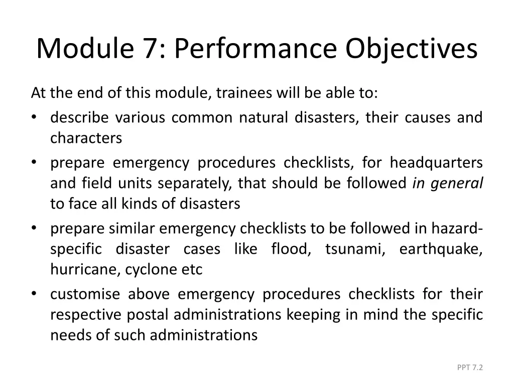 module 7 performance objectives