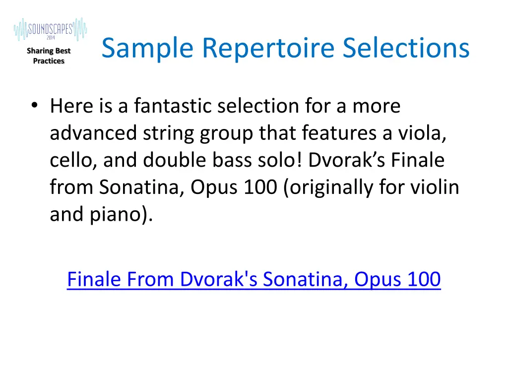 sample repertoire selections