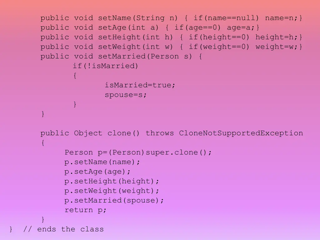 public void setname string n if name null name