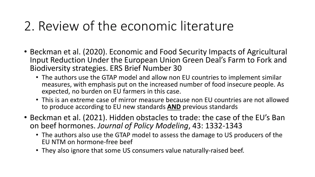 2 review of the economic literature 1