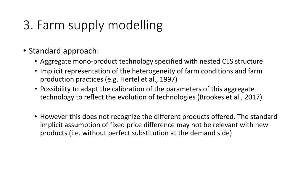 3 farm supply modelling