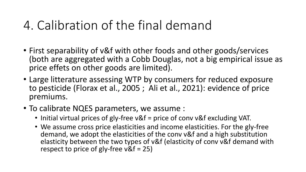 4 calibration of the final demand