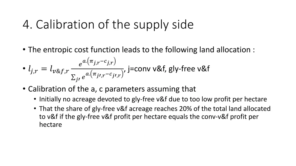 4 calibration of the supply side