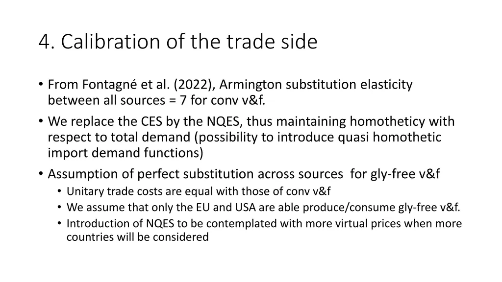 4 calibration of the trade side