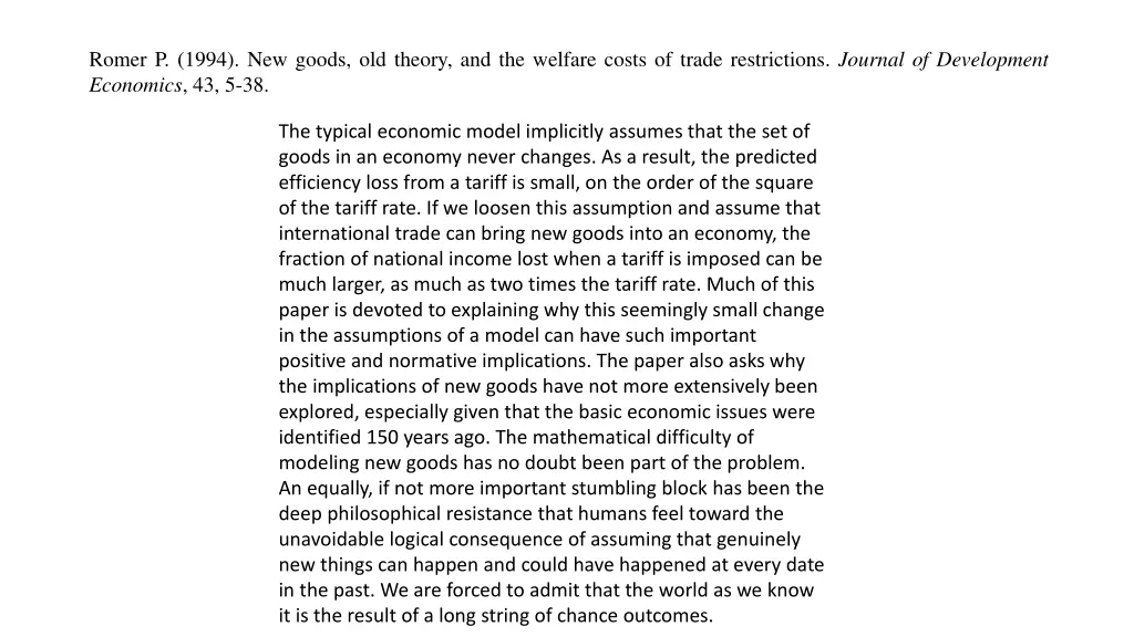 romer p 1994 new goods old theory and the welfare