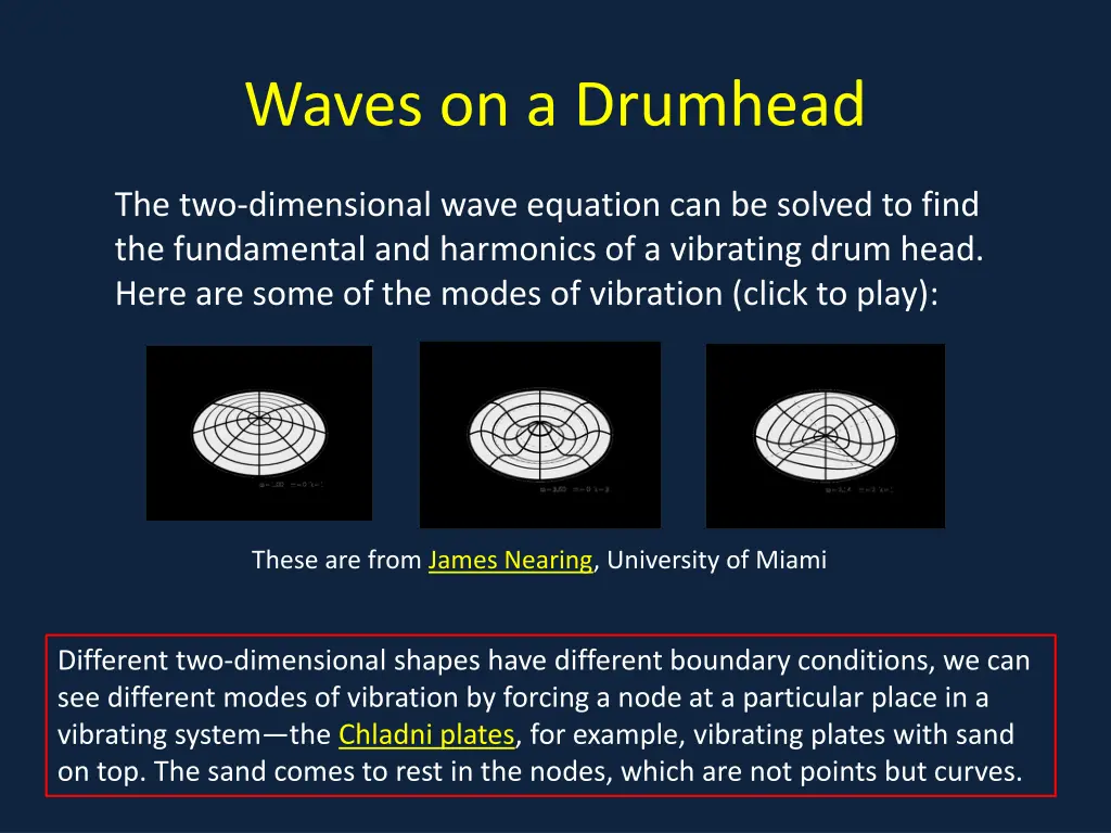 waves on a drumhead