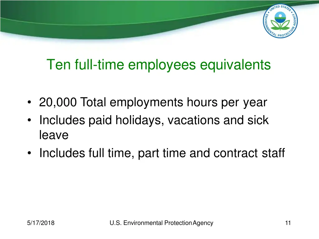 ten full time employees equivalents