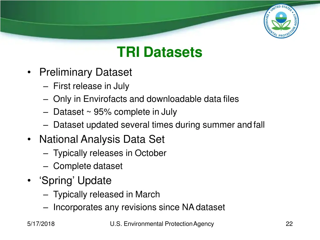 tri datasets