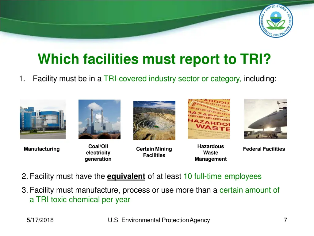 which facilities must report to tri