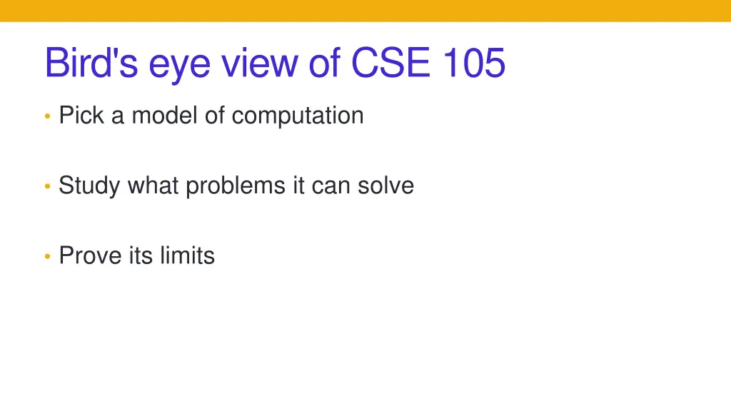 bird s eye view of cse 105