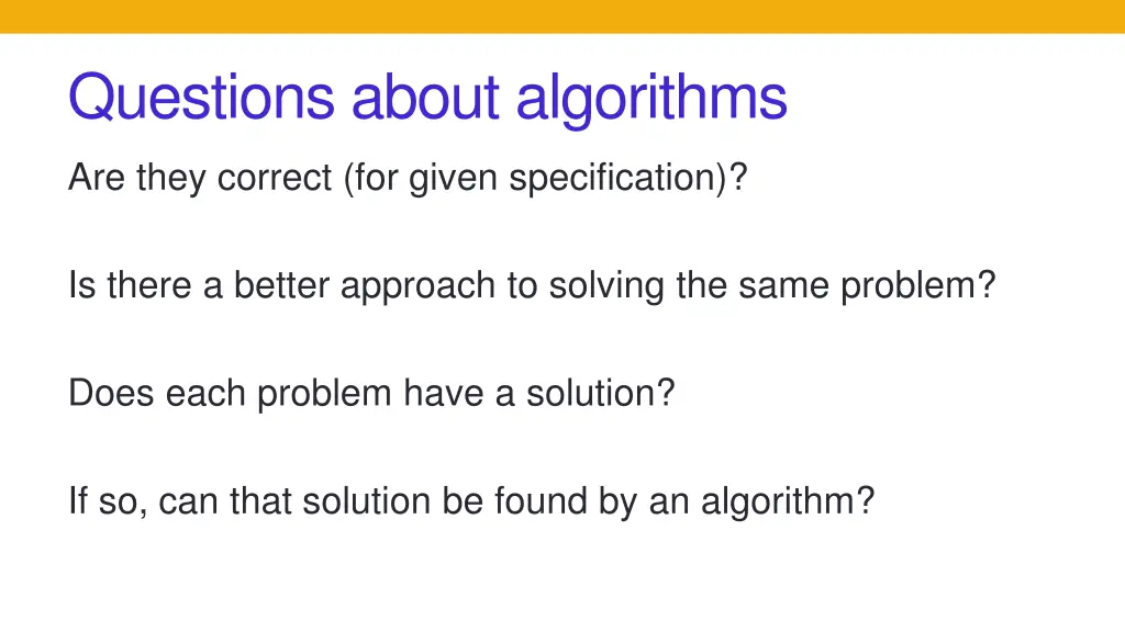 questions about algorithms