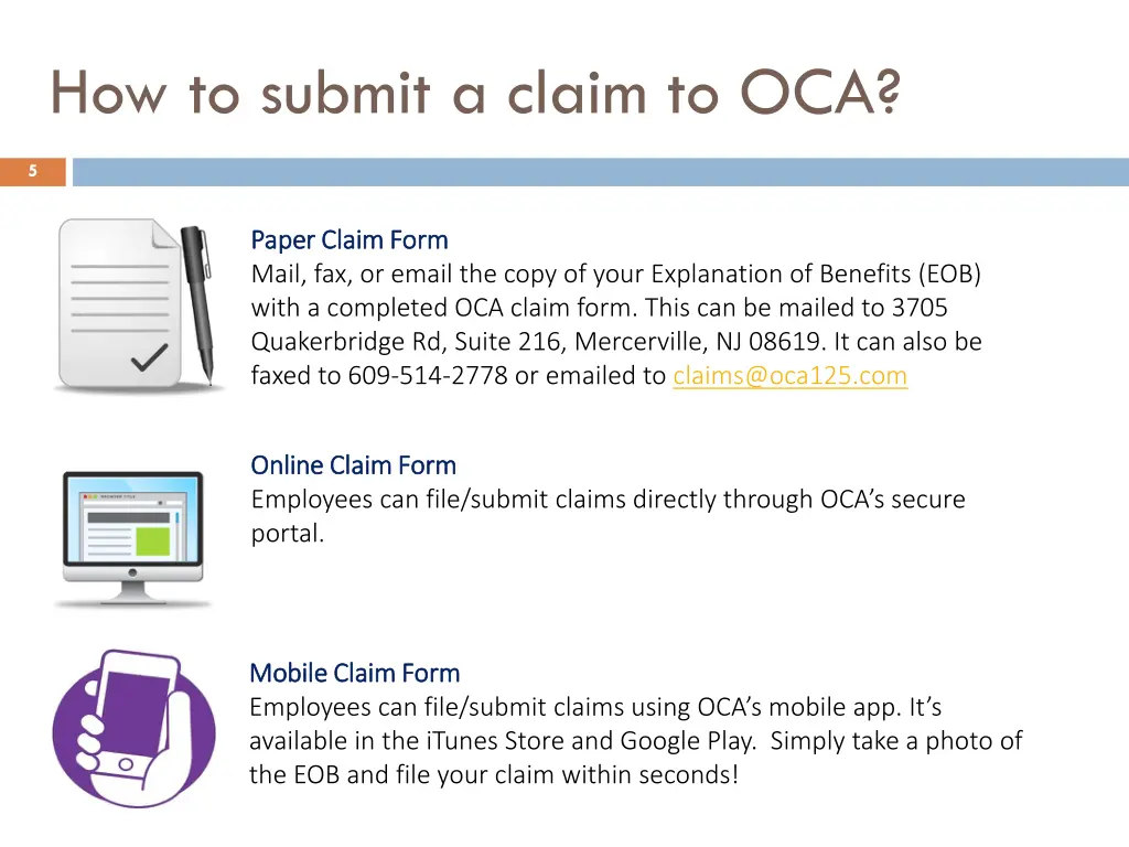 how to submit a claim to oca