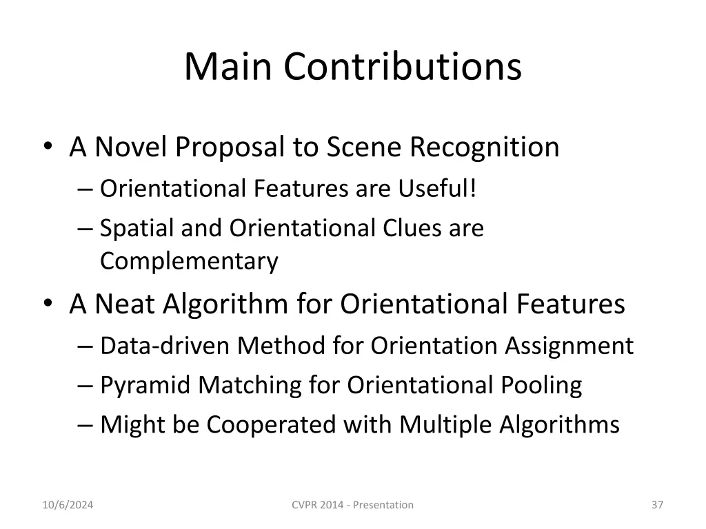 main contributions