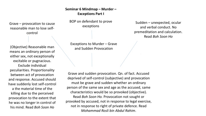 seminar 6 mindmap murder exceptions part i