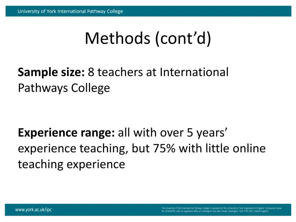 methods cont d