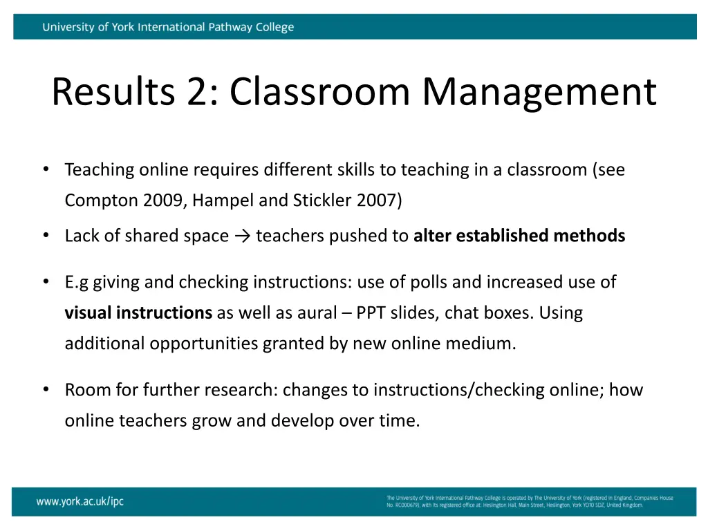 results 2 classroom management