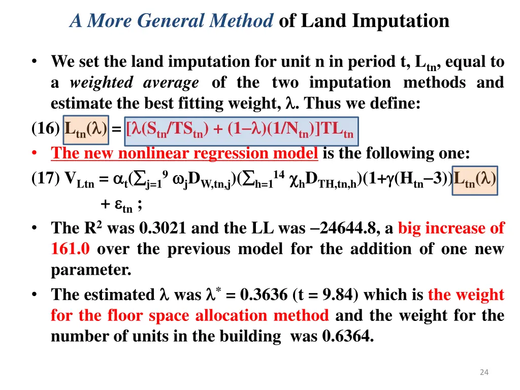 a more general method of land imputation