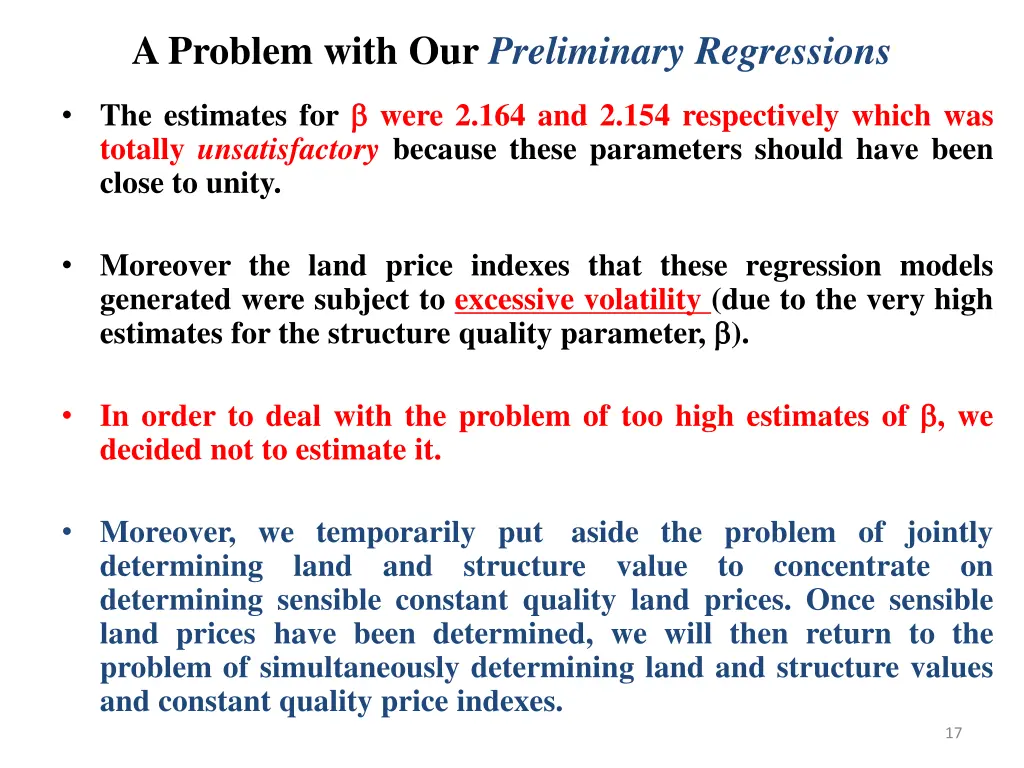 a problem with our preliminary regressions