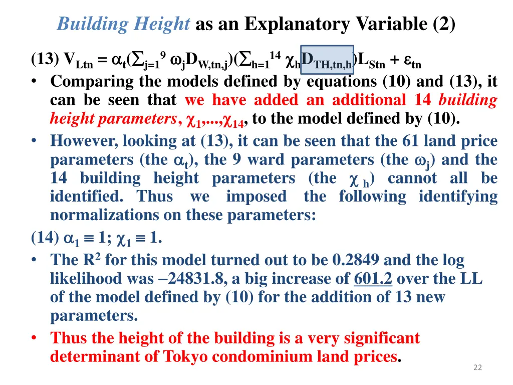 building height as an explanatory variable 2