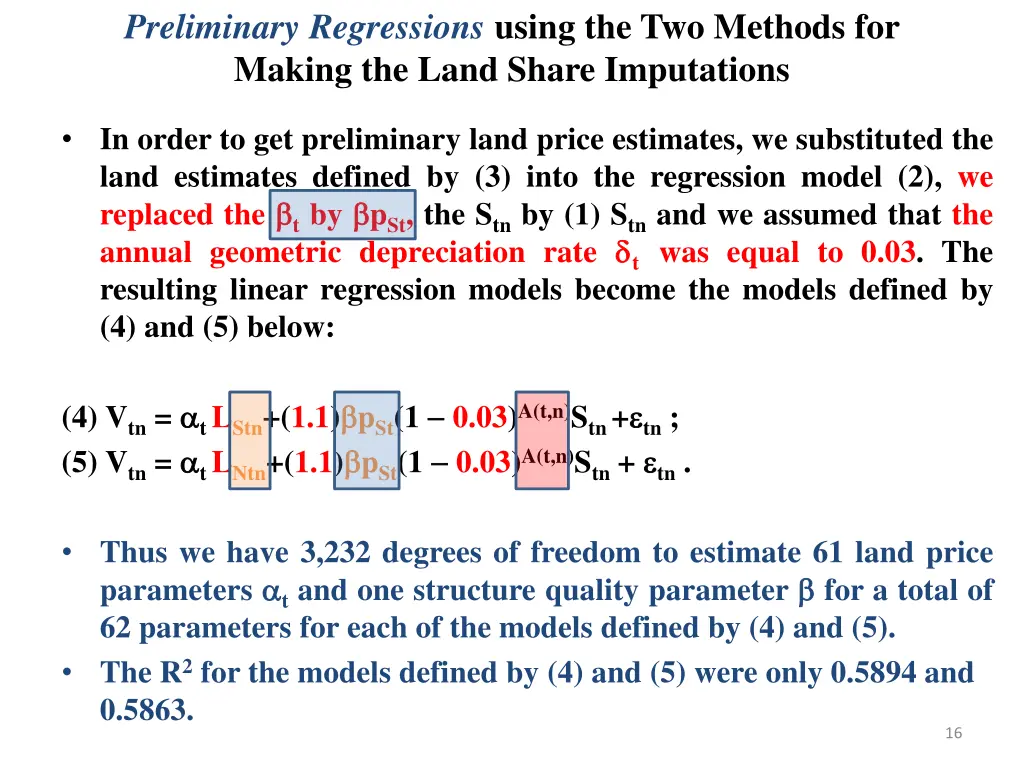 preliminary regressions using the two methods