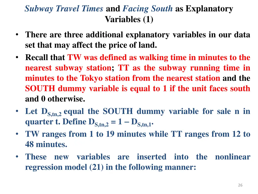 subway travel times and facing south